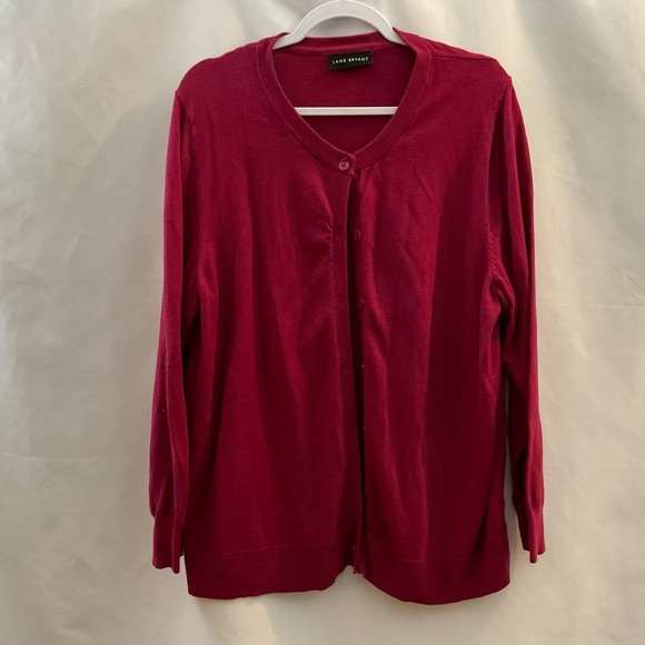 Lane Bryant Long Sleeve Cardigan Maroon - Picture 1 of 5